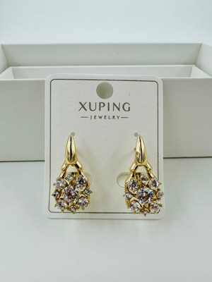 Xupıng Jewelry 14 Ayar Altın Kaplama,ok Uçlu Taşlı Halka Küpe