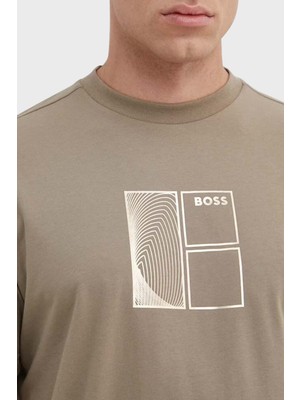 Boss Streç Pamuklu Bisiklet Yaka Regular Fit T Shirt Erkek T Shirt 50513172 334