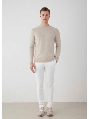 Boris Becker Ekru Renk Bisiklet Yaka Triko Kazak