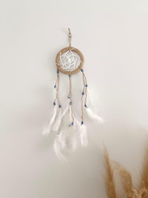 HD Marketim Düş Kapanı Nazar Boncuklu Hand Made Dreamcatcher Kötü Göz Kovucu Rüya Kapanı Duvar Süsü