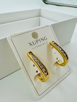 Xupıng Jewelry 14 Ayar Altın Kaplama,classıc Zirkon Taşlı Küpe