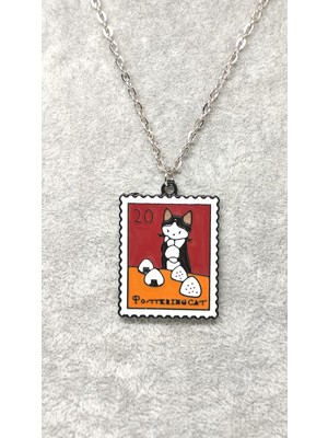 Tuna Takı & Aksesuar Kedili Pul Kolye Model 2. Çocuk Kolye Genç Kolye