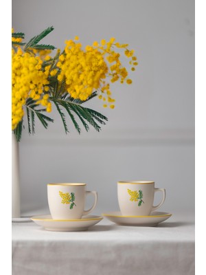 Rakle Mimoza Seramik 2'li Kahve Fincan Takımı 110 cc