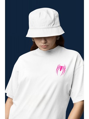 Swozz Spider-Boy Spider-Girl Sevgili Tshirt Ön ve Sırt Baskılı, Pamuklu, Oversize,