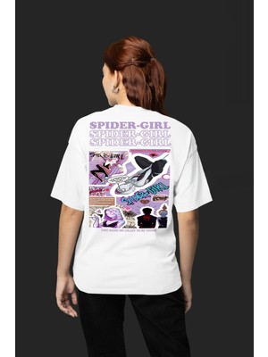 Swozz Spider-Boy Spider-Girl Sevgili Tshirt Ön ve Sırt Baskılı, Pamuklu, Oversize,