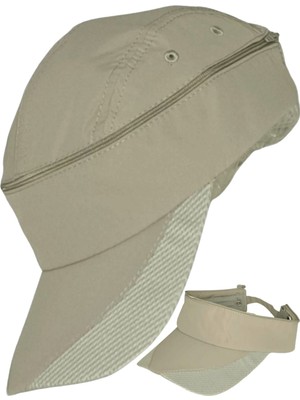 Tezzgelsin Unisex Mikro Kumaş Fermuarlı Sporcu Koşu Tenis Şapkası Vizör Şapka