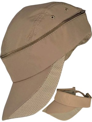 Tezzgelsin Unisex Mikro Kumaş Fermuarlı Sporcu Koşu Tenis Şapkası Vizör Şapka