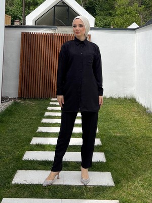 Siyah Cepli Tunik Pantolon Takım