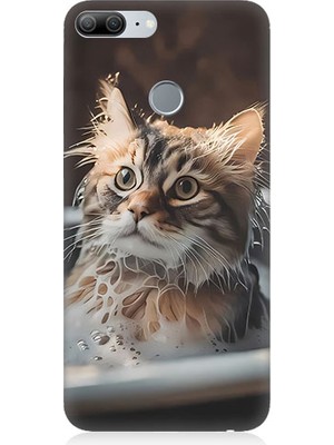 Teknomeg Huawei Honor 9 Lite Uyumlu Banyo Yapan Kedi Desenli Silikon Kılıf