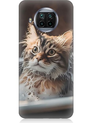 Teknomeg Xiaomi Mi 10T Lite Uyumlu Banyo Yapan Kedi Desenli Silikon Kılıf