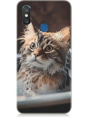 Teknomeg Xiaomi Mi 8 Uyumlu Banyo Yapan Kedi Desenli Silikon Kılıf