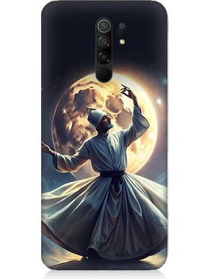 Teknomeg Xiaomi Redmi 9 Uyumlu Semazen ve Ay Desenli Silikon Kılıf