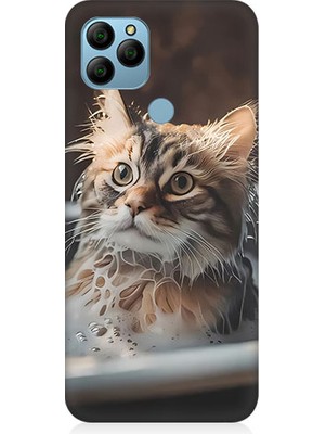 Teknomeg General Mobile GM21 Uyumlu Banyo Yapan Kedi Desenli Silikon Kılıf