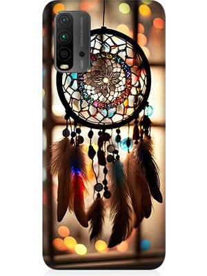 Teknomeg Xiaomi Redmi 9t Uyumlu Düş Kapanı Dreamcatcher Desenli Silikon Kılıf