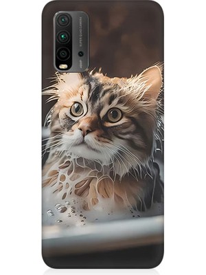 Teknomeg Xiaomi Redmi 9t Uyumlu Banyo Yapan Kedi Desenli Silikon Kılıf