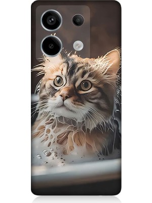 Teknomeg Xiaomi Redmi Note 13 Pro 5g Uyumlu Banyo Yapan Kedi Desenli Silikon Kılıf