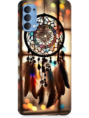 Teknomeg Oppo Reno 4 Uyumlu Düş Kapanı Dreamcatcher Desenli Silikon Kılıf