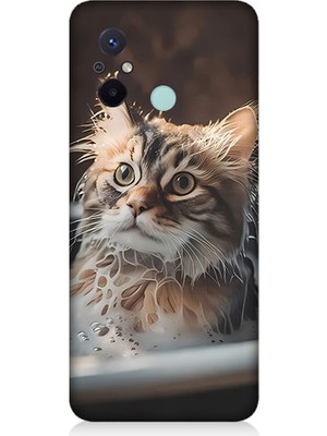Teknomeg Xiaomi Redmi 12C Uyumlu Banyo Yapan Kedi Desenli Silikon Kılıf