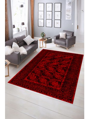 Napoli Home Dijital Baskılı Kaymaz Yıkanabilir Çerçeveli Yolluk Mutfak Salon Halısı, N-Çerçeveli-20-Kırmızı,