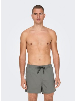 Only & Sons Gri Erkek Şort Mayo Onsted Lıfe Swım Short Gw 1832