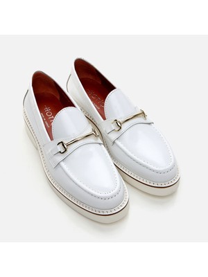 Hotiç 01AYH288800A900  Deri Beyaz Kadın Loafer