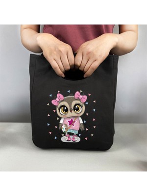 Yuying Shop 9OWL0017 Tarzı Tuval Öğle Yemeği Çantası Harajuku Tarzı Baykuş Baskı Yeniden Kullanılabilir Vegan Gıda Depolama Seyahat Termal Yalıtımlı Çanta Öğretmen Eko Çanta (Yurt Dışından)