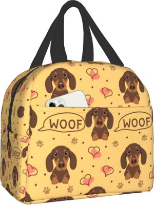 Yuying Shop No.1 Stili 22X20X10CM Aşk Woof Dachshund Sosis Köpek Yalıtımlı Öğle Yemeği Çantası Okul Ofis Için Wiener Porsuk Köpekler Termal Soğutucu Yemek Kabı Kadın Erkek (Yurt Dışından)