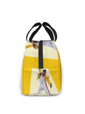 Yuying Shop No.15 Tarzı Kadınlar Için Öğle Yemeği Çantası Freddie Mercury Bento Soğutucu Çanta Amerikan Kraliçesi Rock Grubu Termal Kahvaltı Yiyecek Kutusu Taşınabilir Seyahat (Yurt Dışından)