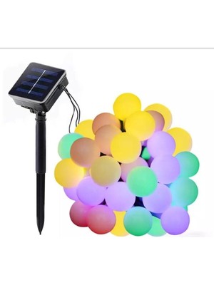 Sarfex Beyaz Güneş Enerjili 5 Metre 20 LED Rgb Işık Bahçe Teras Parti Balkon Süsü Aydınlatma Lambası Solar