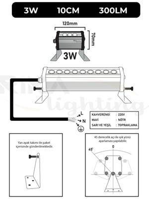 Rika Lighting 3W - 10CM (Amber) LED Wallwasher - Duvar Boyama