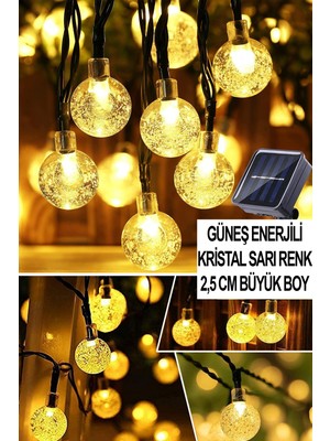 Nikadu Sarı Güneş Enerjili 6 Metre 30 LED Şeffaf Sarı Bahçe Teras Parti Balkon Süsü Aydınlatma Lambası 0,5