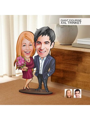 Bk Gift Kişiye Özel Sevgililer Karikatürlü Büyük Boy Ahşap Biblo-94 Arkadaşa Hediye , Sevgiliye Hediye, Kişiye Özel Biblolar