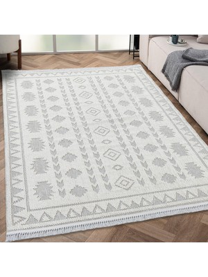 Giza Home Trinket Serisi Krem Yumuşak Bukle Dekoratif Kilim T220B