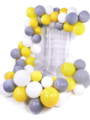Kidspartim Sarı Beyaz Gri Balon Zinciri 5 Metre