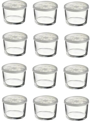 Paşabahçe Kapaklı Cam Saklama Kabı 12 Li Kahvaltılık 220CC 42230-12 Beyaz Renk Tek Ebat Beden