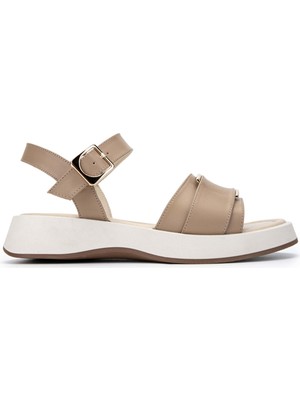 Tamer Tanca Kadın Hakiki Deri Vizon Düz Sandalet 1031 35202 Bn Sndlt Y24 Vızon Dr