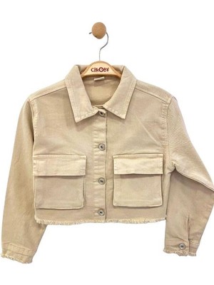 Çikoby Kız Çocuk Büyük Cepli Kot Ceket