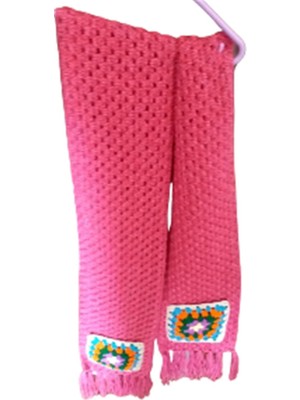 El&Ma El Örgüsü Cepli Pembe Motifli Kadın Şal Atkı