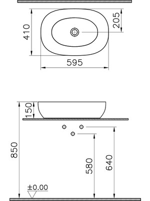 Vitra Outline Recycled 7995B066-0016 Çanak Lavabo, Mat Bej