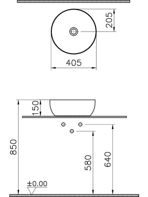 VitrA Outline Recycled 7992B066-0016 Çanak Lavabo, Mat Bej