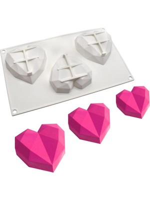 Siliko World Silikon Kek Pasta Jöle Çikolata Mum Sabun Epoksi Kalıbı Elmas Kalp