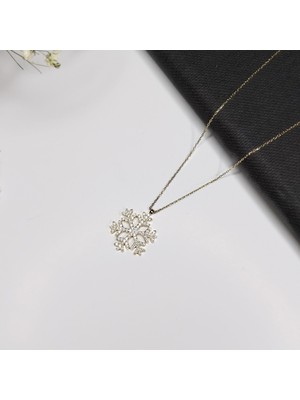 Usho Jewelry 14 Ayar Altın Taşlı Kar Tanesi Kolye