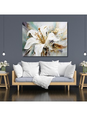 Gaagart Tekli Yatay Kanvas Salon Tablosu Akıtma Beyaz Zambak Tasarım