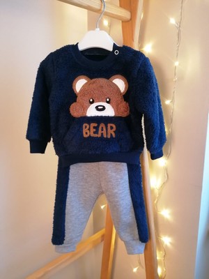 Welsoft Ayıcıklı Unisex Bebek Lacivert Eşofman Takım