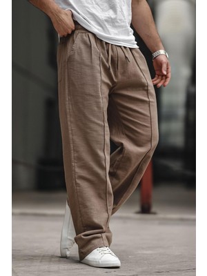 Madmext Kahverengi Erkek Rahat Kesim Keten Pantolon 6539
