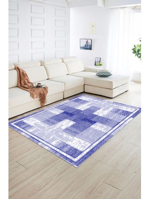 Napoli Home Dijital Baskılı Kaymaz Yıkanabilir Jüt-Hasır Desen Yolluk Mutfak Salon Halısı, N-Jüt-11-Mor,