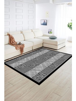 Napoli Home Dijital Baskılı Kaymaz Yıkanabilir Jüt-Hasır Desen Yolluk Mutfak Salon Halısı, N-Jüt-02-Gri,