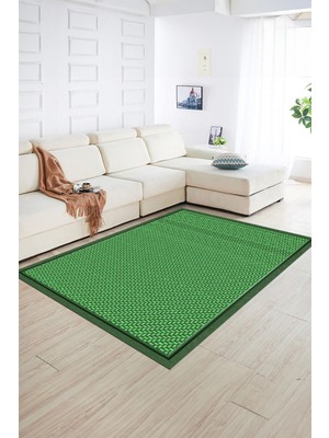 Napoli Home Dijital Baskılı Kaymaz Yıkanabilir Jüt-Hasır Desen Yolluk Mutfak Salon Halısı, N-Jüt-03-Yeşil,