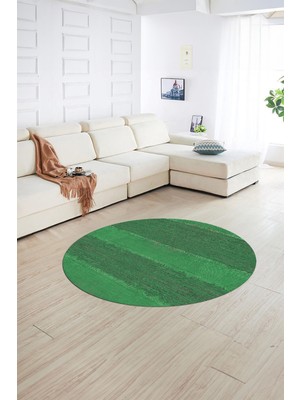 Napoli Home Dijital Kaymaz Yıkanabilir Jüt-Hasır Desen Yuvarlak Yolluk Mutfak Salon Halısı, N-Y-Jüt-13-Yeşil,