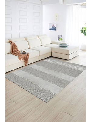 Napoli Home Dijital Baskılı Kaymaz Yıkanabilir Jüt-Hasır Desen Yolluk Mutfak Salon Halısı, N-Jüt-13-Gri,